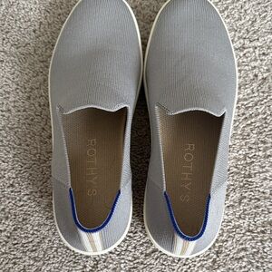 Rothy's women’s Gray with tan stripe Loafers
